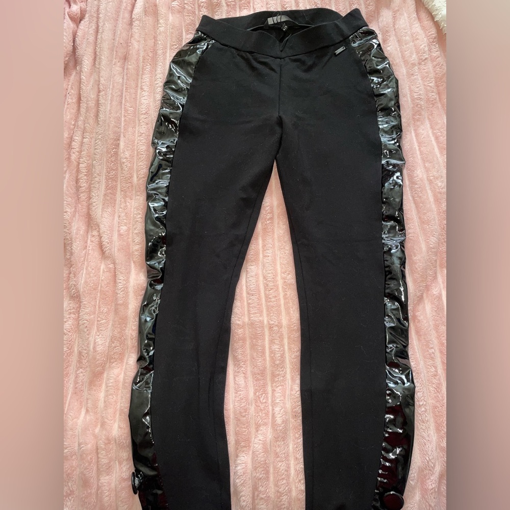 A/X Armani Exchange Black Leggings with Shiny Accents